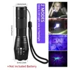 Flashlight UV Viola Bianca Bianca Doppia Luce 395NM Lampada di illuminazione per la caccia alla torcia Torcia Ultravioletta