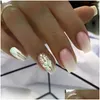 False Nails 24Pcs Detachable Fl Er Diy Ballerina Fake Long French Crystal Drop Delivery Health Beauty Nail Art Salon Otmcg