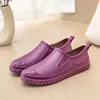 Flat Causal Womens Rain Shoes Solid Anti-Slip Waterproof Shallow Mouth Slip-on Embossed Design Spring and Autumn Rain Shoes 240202