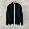 Herrkläder cardigan dragkedja stickad tröja man krage svart jacka kappa zipup koreansk mode t shirt vårens höstläge A x 240119