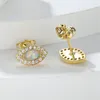 Stud Earrings Marquise Cut White Fire Opal Horse Eye Stone Zircon Wedding For Women Ear Studs Silver Gold Color Jewelry