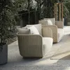 Muebles de campamento Sofá de ratán al aire libre Combinación Patio Protector solar Silla impermeable Ocio Diseño simple Villa de jardín