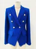 HIGH STREET est Дизайнерская куртка Модный женский классический приталенный двубортный твидовый пиджак с пуговицами льва и бахромой 240202