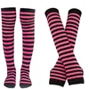 Women Socks Striped Arm Sleeve Thumbhole Sleeves Knee High Set For Cosplay Christmas Fingerless Stretchy Gloves Stockings