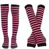 Chaussettes rayées pour femmes, manches à bras rayés, manches à trou pour le pouce, ensemble haut pour Cosplay, gants extensibles sans doigts, bas de noël