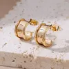 Stud Earrings Stainless Steel For Women Jewelry Fashion Trend Accessories Decoration Piercing Hoop Aesthetic Geometry Wide Ear Nails