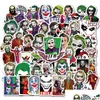 Autostickers 50 stks / set Gemengde film The Joker Cartoon Motor Reizen Lage Telefoon Gitaar Koelkast Laptop Pvc Waterdicht Speelgoedsticker Dr Dhklm