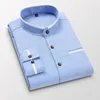 Men Shirt Long Sleeve Stand Oxford Business Dress Casual Shirts Slim Fit Brand Weeding White Blue Man 5XL DS414 240126