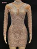 Сценическая одежда, роскошное серебряное платье со стразами, сексуальный прозрачный сетчатый облегающий танцевальный костюм, женский выпускной вечер, подиум, фестивальный наряд