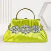 Fashionabla lyxiga damväska Retro Silkimitation Syntetisk diamant Formell bröllop Handväska Celebrity Party Fold Dinner Bag 240118