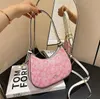 Hobo Diseñador Axilas Bolsos pequeños Bolso de hombro para mujer CO Suave Media luna para mujer Baguette Monedero Correa de cadena Bolsas de croissant Monedero rosa 9 colores