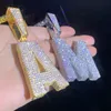Nuova collana con pendente a forma di lettera cubica A-Z placcata in oro alla moda placcata in oro per uomo donna Fashion Bar DJ gioielli hip-hop