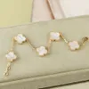 Top Quality 18K Four Leaf Grass V Gold Five Flower Bracelet Women's New Pete Stone Agate Beimu Plating with boxQ1