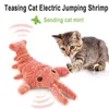 カーテンペットおもちゃのエレクトリックシミュレーションロブスタージャンプ猫おもちゃエビの移動玩具USB充電犬猫の子供の洗えるおもちゃのための面白いぬいぐるみおもちゃ240119