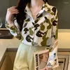 Women's Blouses Summer Autumn Print Shirt Women Blouse Vintage Long Sleeve Floral Work Casual Tops Chiffon Loose Business Shirts