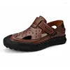 Sandaler handgjorda sommar Stora mäns storlek: 38-46 italiensk varumärkeskvalitet läder berg camping fiske tofflor mans mans