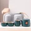 Teaware Sets Portable Teacups Ceramic Tea Set Black Glaze Pot Japanese-style Pottery Sandalwood Handle For Travel Home