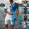 Мужские спортивные костюмы 3D костюмы с коротким рукавом пляжные тропические гавайцы для тела