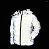 Trenchs de Femmes Manteaux d'hiver Chaud Veste réfléchissante Manteau Femmes Hommes Épais Coton Rembourré Vêtements d'extérieur Night Jogger Parka à capuche Grande taille Hip Hop