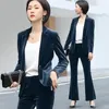 Trajes de mujer, temperamento elegante para mujer, prendas de vestir ajustadas de talla grande, Blazer para mujer, abrigos para mujer, chaqueta de traje de terciopelo negro dorado para primavera y otoño 2024