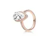 18K Rose Gold Tear Drop Cz Diamond Ring Original Box för 925 Sterling Silver Rings uppsättning för kvinnor Bröllopspresent smycken WJL47268513469