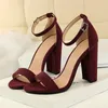 Sandals 2024 Summer Plus Size 34-43 Woman 9.5cm High Heels Classic Block Platform Pumps Lady Chunky Burgundy Yellow Nude Shoe