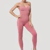 Women's Pants Elegant Slim Sexy Tank Top And Jumpsuit Women Fashion Sporty High-waist Solid Yoga Casual Fitness Exercise Trousers 30157