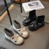 Stivali 2024 Primavera e Autunno Ragazze Calzino Moda per bambini Mary Jane Scarpe da principessa Bambini Coreano in pelle casual