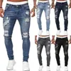 Herren Jeans Cowboy Trend Kleines Bein Hose mit Löchern New Slim Fit Long in Xintang