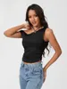 Canotte da donna con spalle scoperte Camicia attillata per donna Canotte corte senza maniche Canotte estive per uscire Slash Neck T-shirt basic Streetwear