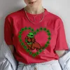 Dames T-shirts Rood Glad Teckel Print Tee T-shirt Zomer T-shirt 2024 Casual Tops Femme St Patrick's Day Mode streetwear