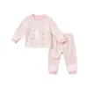 Ensembles de vêtements DB12187 Dave Bella automne bébé filles mode dessin animé pyjama rayé né sous-vêtements vêtements de nuit décontractés 2 pièces costume