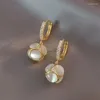 Boucles d'oreilles pendantes de luxe en Zircon pour femmes, mode coréenne, strass opale, fleur géométrique, bijoux inhabituels pour filles