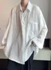 Gmiixder Рубашка с длинными рукавами Мужская летняя трендовая белая блузка на пуговицах Мужская красивая куртка в гонконгском стиле Волнистая текстура Нишевый топ 240127
