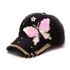 Bonés de bola outono feminino boné de beisebol feminino cheio de cristal colorido grande borboleta chapéu algodão brilhante metal snapback hip hop chapéus