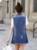 Femmes Denim gilets printemps été déchiré long trou jean gilet Femme mode sans manches veste décontractée vêtements d'extérieur S-6XL 240131