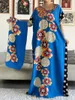 Vêtements ethniques Robe africaine Femmes Dashiki Solid Floral Imprimer Lâche Casual Manches courtes avec écharpe Hijab