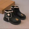 Stiefel Mädchen 2024 Herbst/Winter Kinder Prinzessin Mode Leder Plüsch Kurz