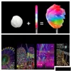 Autres fournitures de fête d'événement 100pcs lumières décorations de Noël LED Light Up Cotton Candy Cones Colorf Glowing Marshmallow Sticks Imper Otn6L