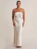 Casual Dresses Backless Cut Out Long Women Solid Color Strapless Bodycon Dress Wedding Party Sexy Elegant Female Summer