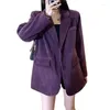 Kombinezony damskie 2024 Stylowy Corduroy Purple Suit Coats Spring Autumn Blazer