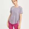 Estate Tee Lu Align Donna Camicia Sottile Allentata Maglietta Estate Donna Sport Camicie Manica corta Corsa Maglietta Curva Palestra Fitness Top Camicetta Donna Jogger Limone Lady Gry Spor