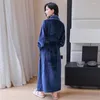 Vêtements de nuit pour femmes 2024 hiver chaud femmes robe longue robe de nuit kimono douche femme épais moelleux flanelle peignoir homewear spa