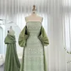 Sharon Said Luxury Dubai Sage Green Vestidos de noche con capa Árabe Azul Cielo Lila Elegante Mujer Vestidos de fiesta de boda SS238 240201