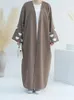 Etniska kläder Ramadan Cotton Linen Kimono Abaya Dubai Turkiet Muslim Islam Saudiarabien Kebaya Abayas för kvinnor Caftan Robe Femme Musulmane