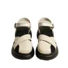 Sandals Thick Soled Roman For Female 2024 White Niche Design Baotou Woven Casual Round Head Pig Cage Shoes Women