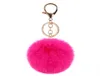 WY003 Girly PO Keyring Fuzzy Pink Fur Ball Pufll Biełko kluczowe furry furball brelkain butla BullAns8936656