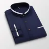 Men Shirt Long Sleeve Stand Oxford Business Dress Casual Shirts Slim Fit Brand Weeding White Blue Man 5XL DS414 240126