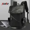 Backpack Men's PU Leather Charging Laptop School Bag Waterproof Travel Fashion Business High Quality