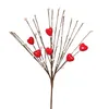 Decorative Flowers Artificial Bouquet Valentine's Day Red Berry Heart Shape Flower For Home Decor Housewarming Party Lifelike